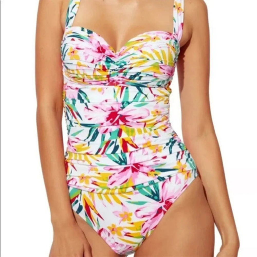 Blue Rod Beattie Beachy Keen Shirred One Piece Swimsuit size 12